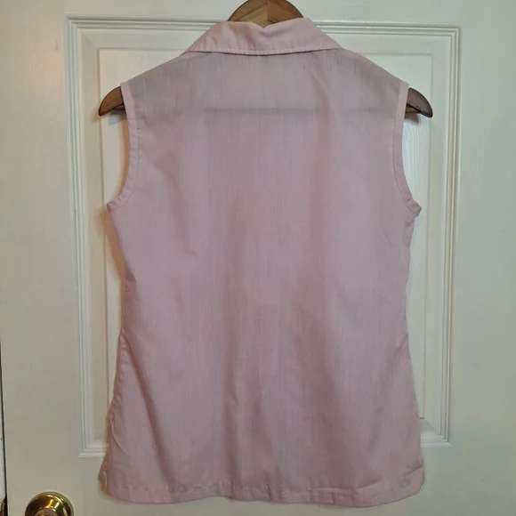 Miss Fashionality Vintage Purple Sleeveless Button Up Shirt Beach Coastal Size M - Picture 2 of 8